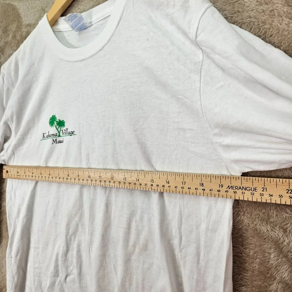 Kahana Village Maui Hawaii White T-Shirt Men's Size M Port & Company Long Sleeve - Picture 3 of 10